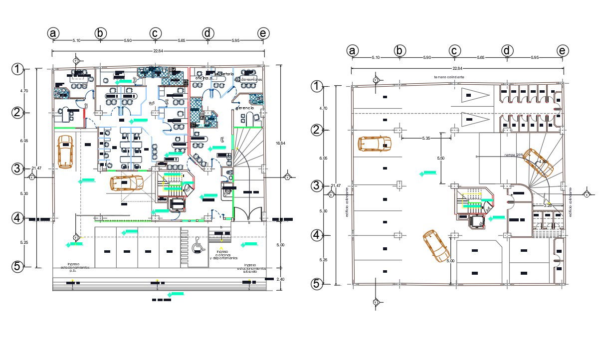 Collaborative Office Plan With Furniture Layout Design DWG File