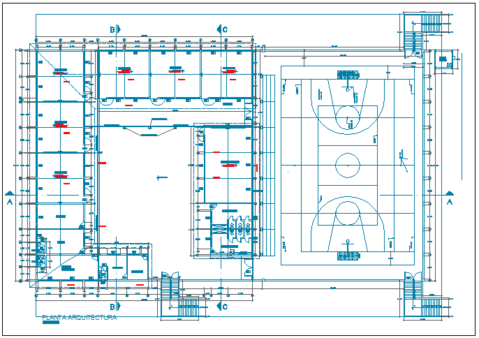 Collage architectural plan with food zone dwg file