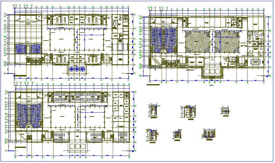 Collage building plan design view with drainage system detail dwg file