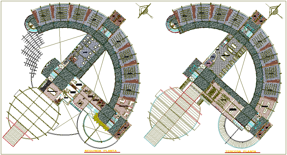 Collage second and third floor plan dwg file