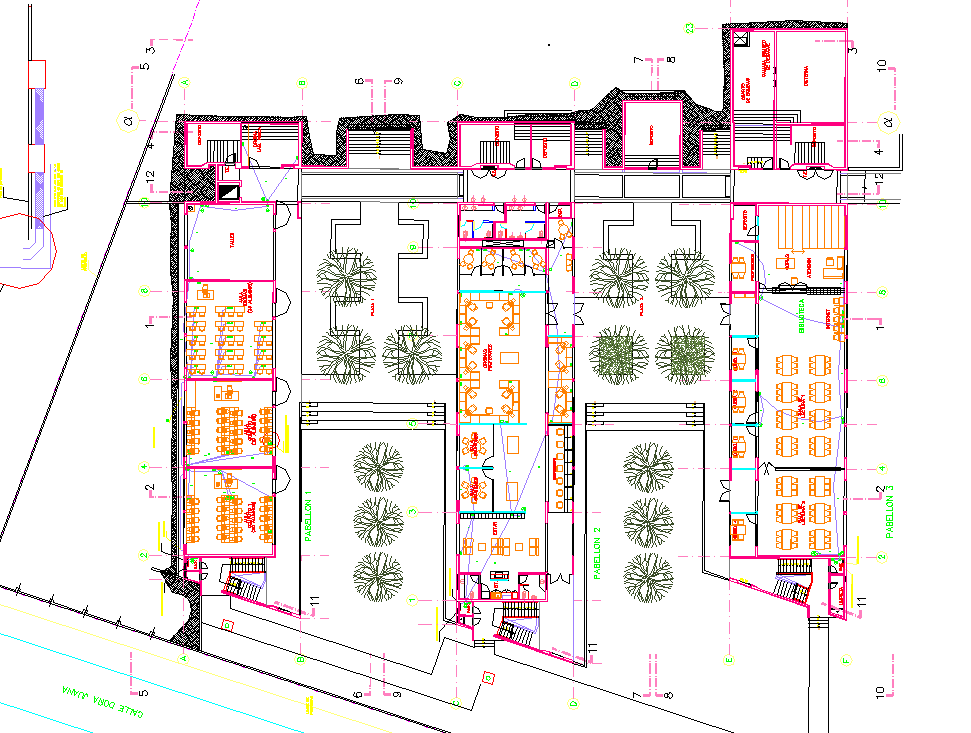 College Architecture Design And Layout Plan dwg file
