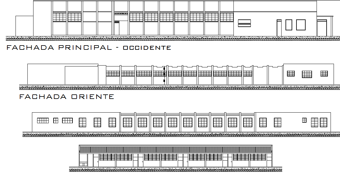 College Commercial building Elevation plan detail dwg file