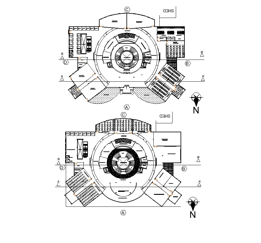 College Institute detail plan 2d view layout autocad file