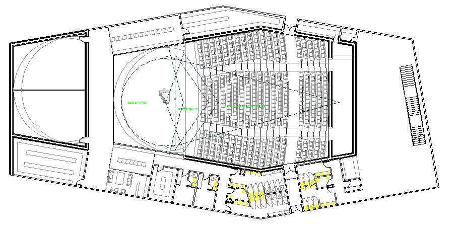 College auditorium hall architecture layout plan details dwg file