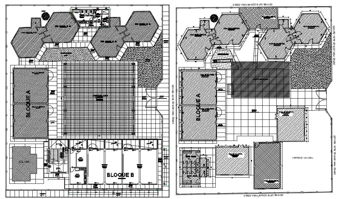 College campus design in dwg file