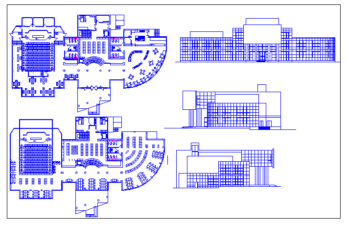 College library architecture project dwg file