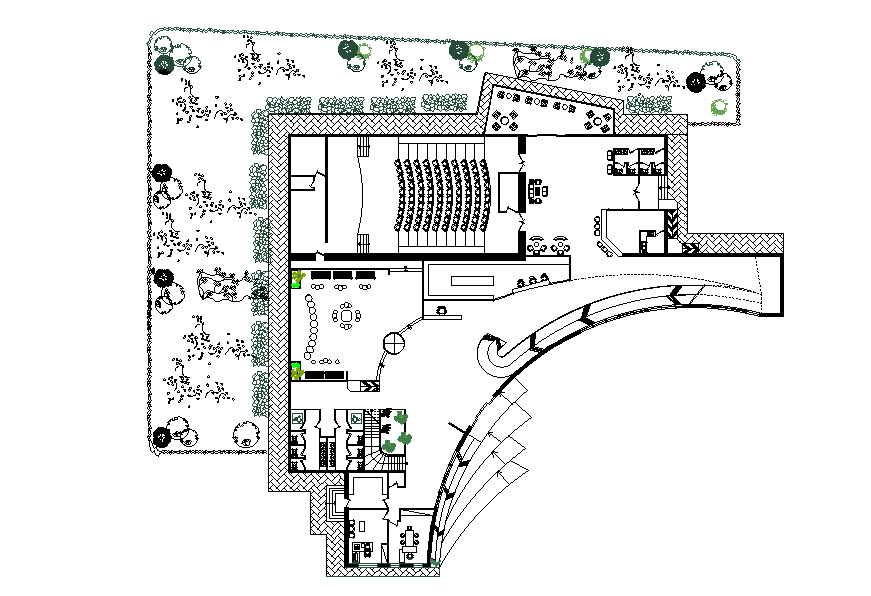 College auditorium plan is given in this Autocad DWG drawing file. Download now.