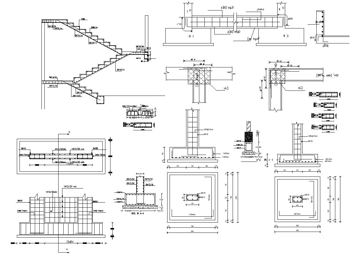 Column And Beam Structural Design AutoCAD Drawing