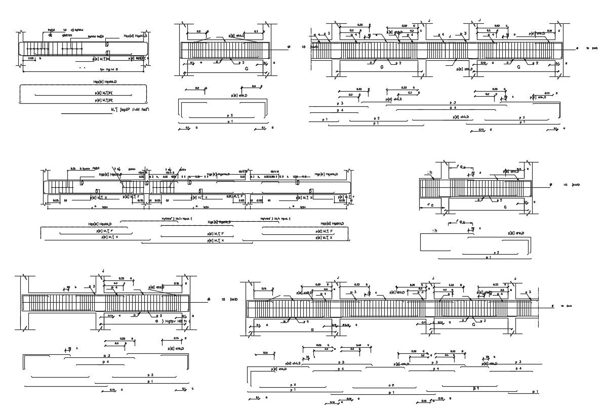 2D CAD Drawing Of Column And Beam Structure Design Free AutoCAD File