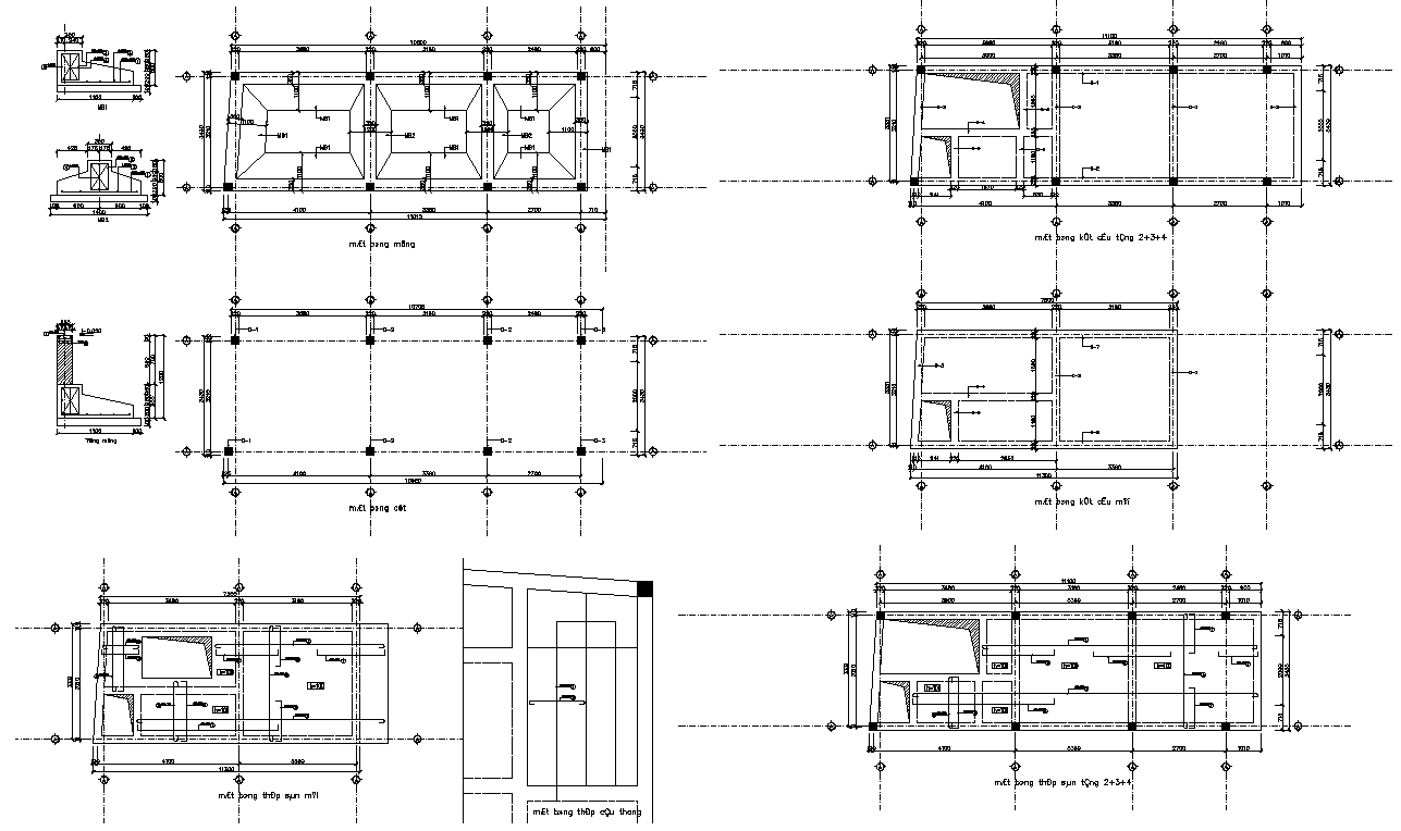 Column CAD structure detail plan and section 2d view layout file