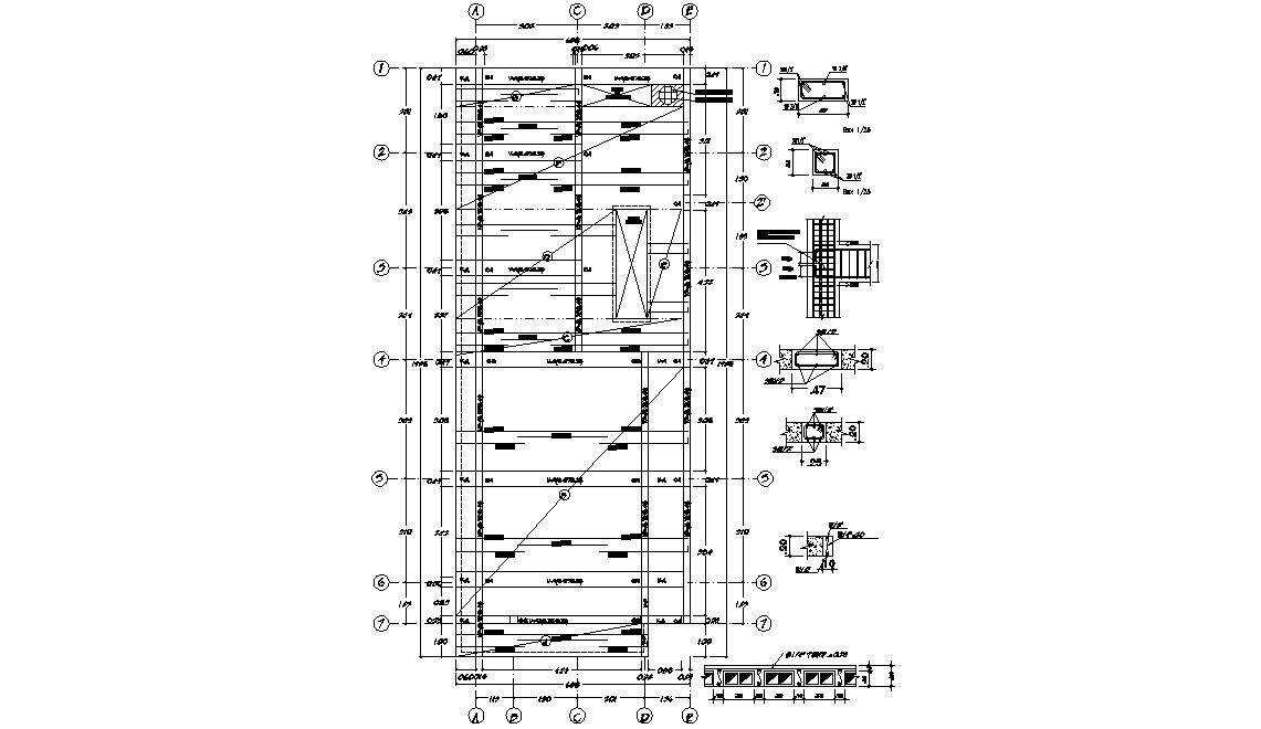 Column Design 2d CAD RCC Structure CAD Plan
