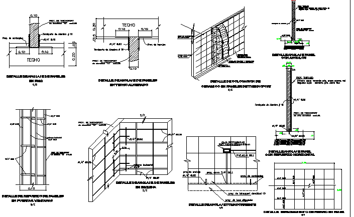Column Detailed Finishes of Three Flooring Housing Project dwg file