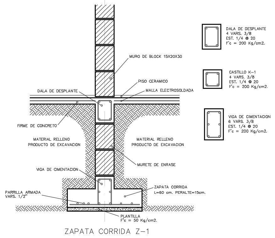 Column Footing Design CAD File