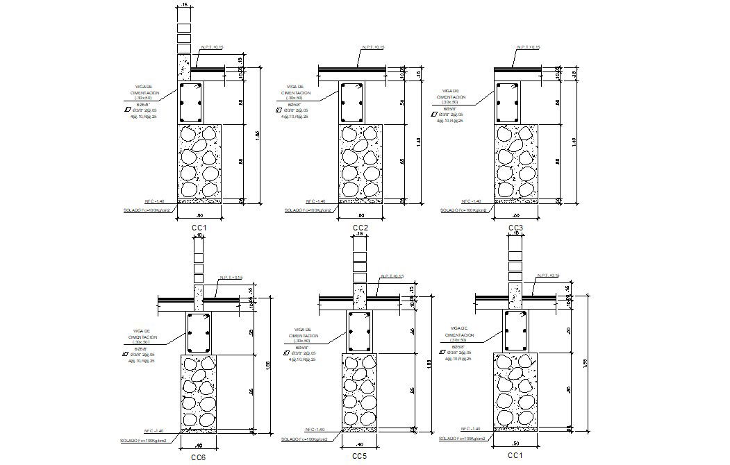 Column Footing Design RCC Structure CAD Drawing