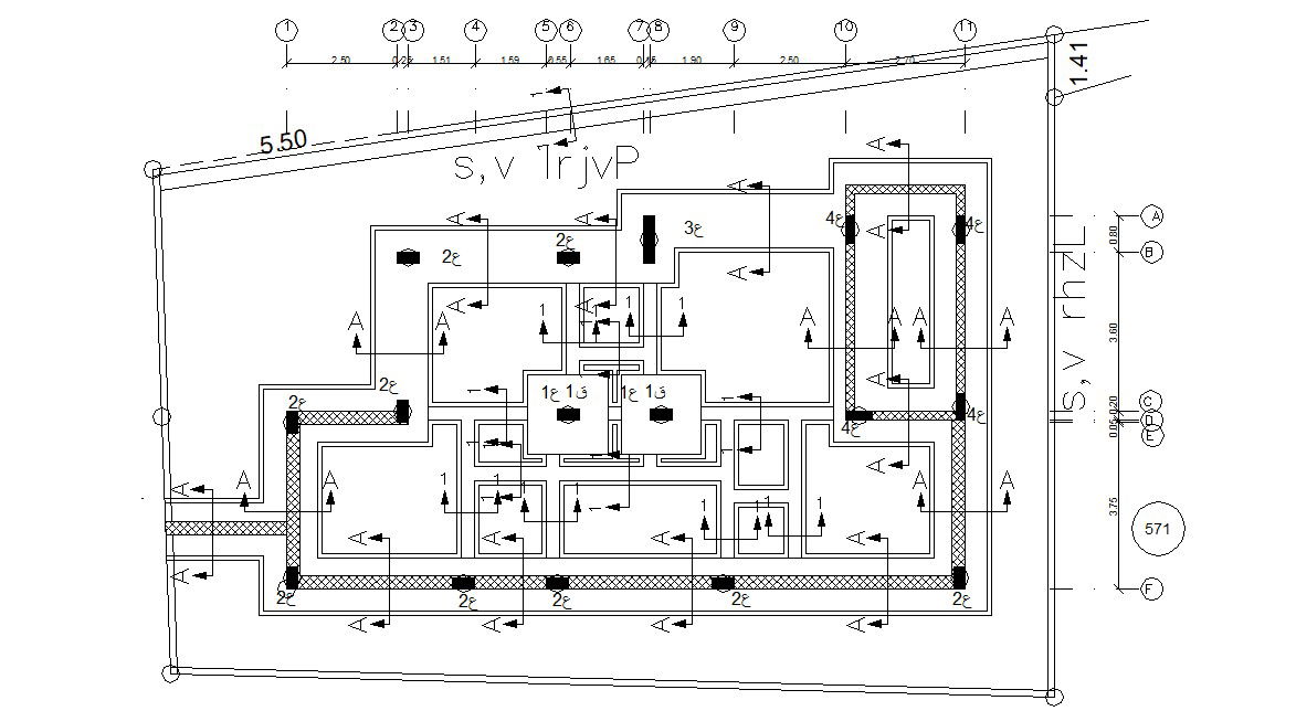 Column Footing Layout Plan 2d CAD Drawing Download