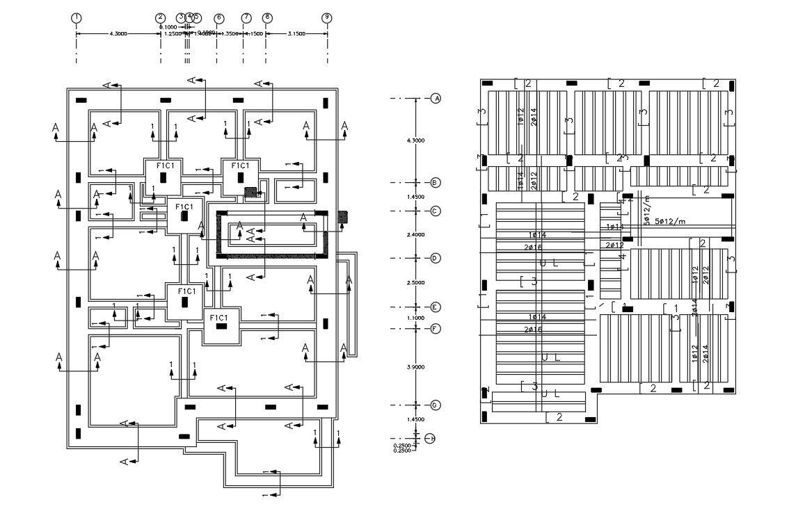 Column Footing Layout Plan With Slab Structure Design