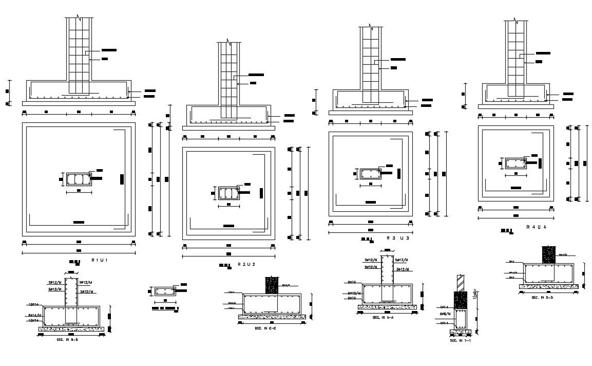 Column Footings Foundation Design Free DWG File