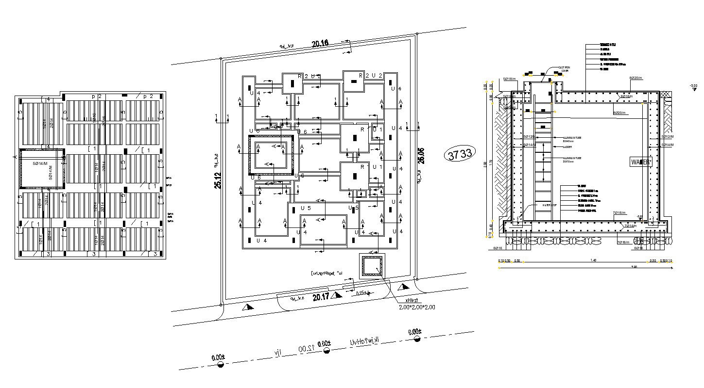 Column Foundation And Water Tank Structural Design DWG File