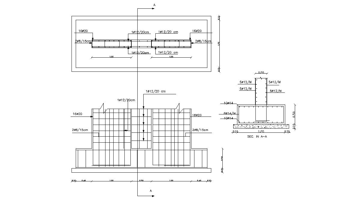 Column Foundation Section And Reinforcement Design
