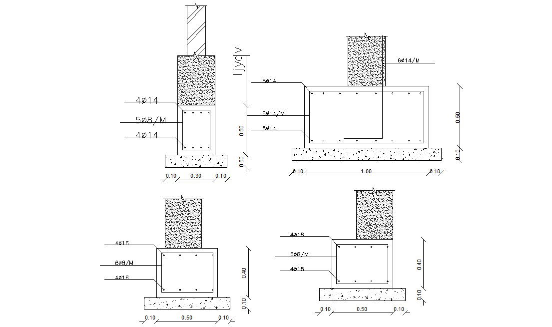 Column Foundation Section Design Structure Drawing