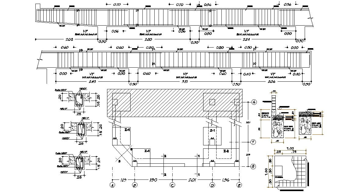 Column RCC Structure Design 2d AutoCAD Drawing