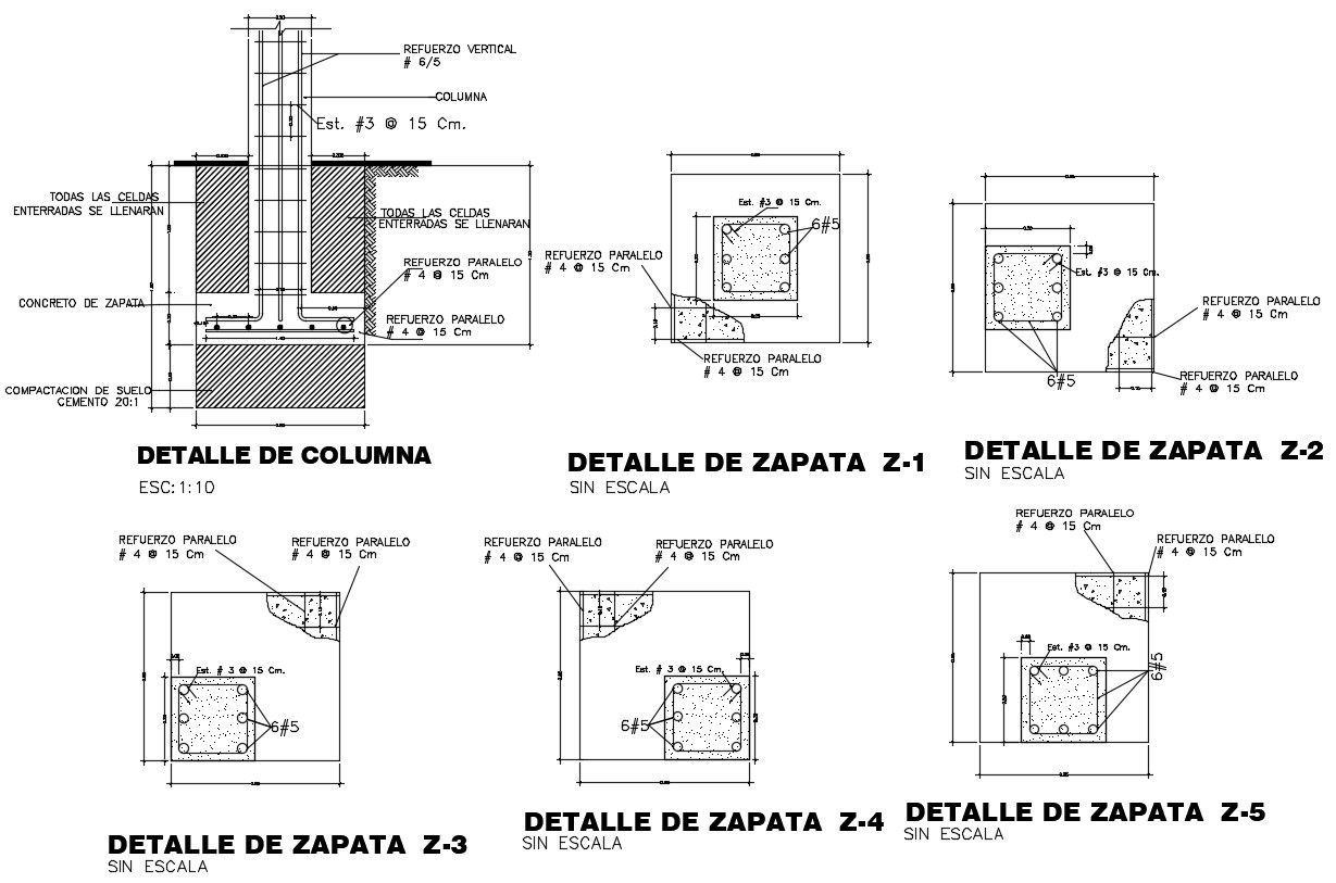 Column With Reinforcement Construction Section Drawing AutoCAD File