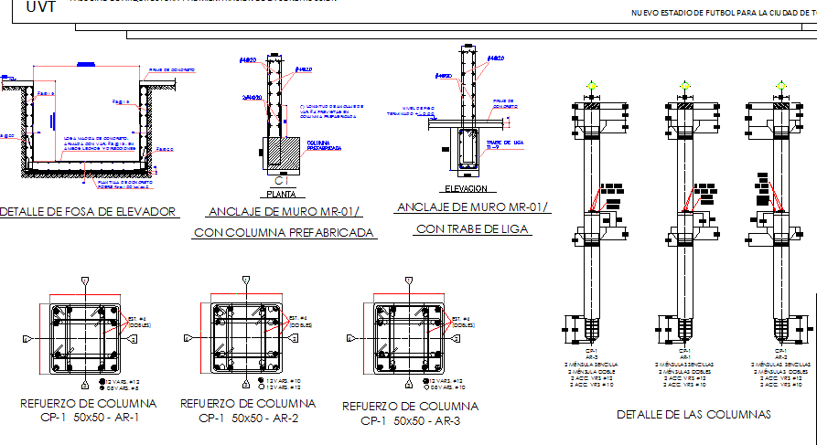 Column and beam construction details of corporate office dwg file