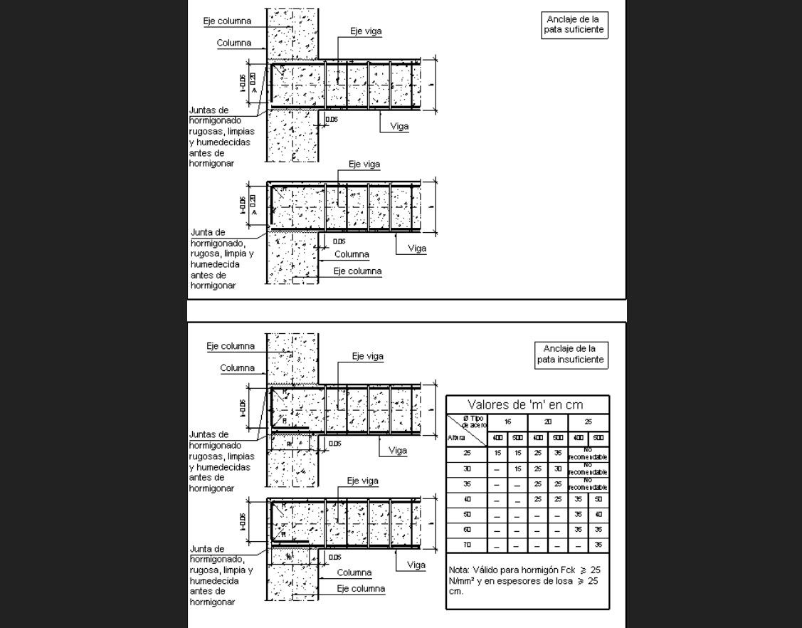 Column and beam construction details of house building dwg file