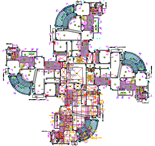 Column and beam details with slab reinforcement dwg file