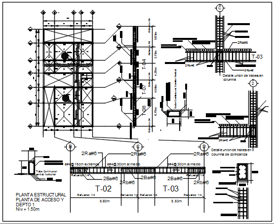 Column and beam section plan detail dwg file