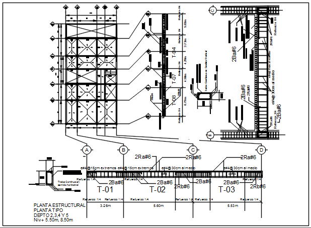 Column and beam section plan detail dwg file