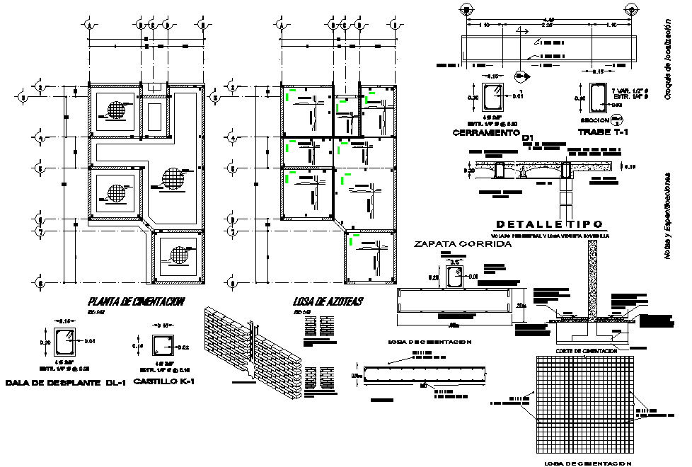 Column and beam section plan layout file