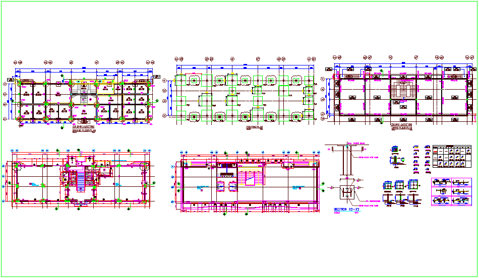 Column & footing plan, structural detail & dimension view dwg file