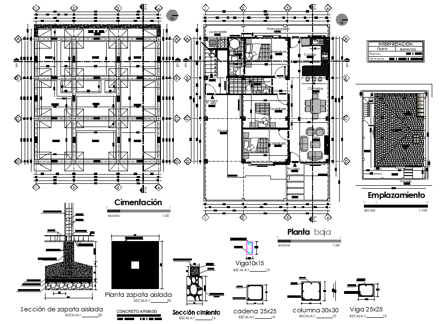 Column and foundation detail dwg file