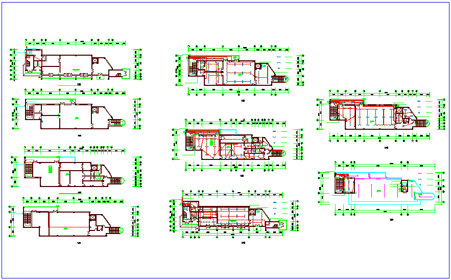 Column and wall view of floor plan dwg file 