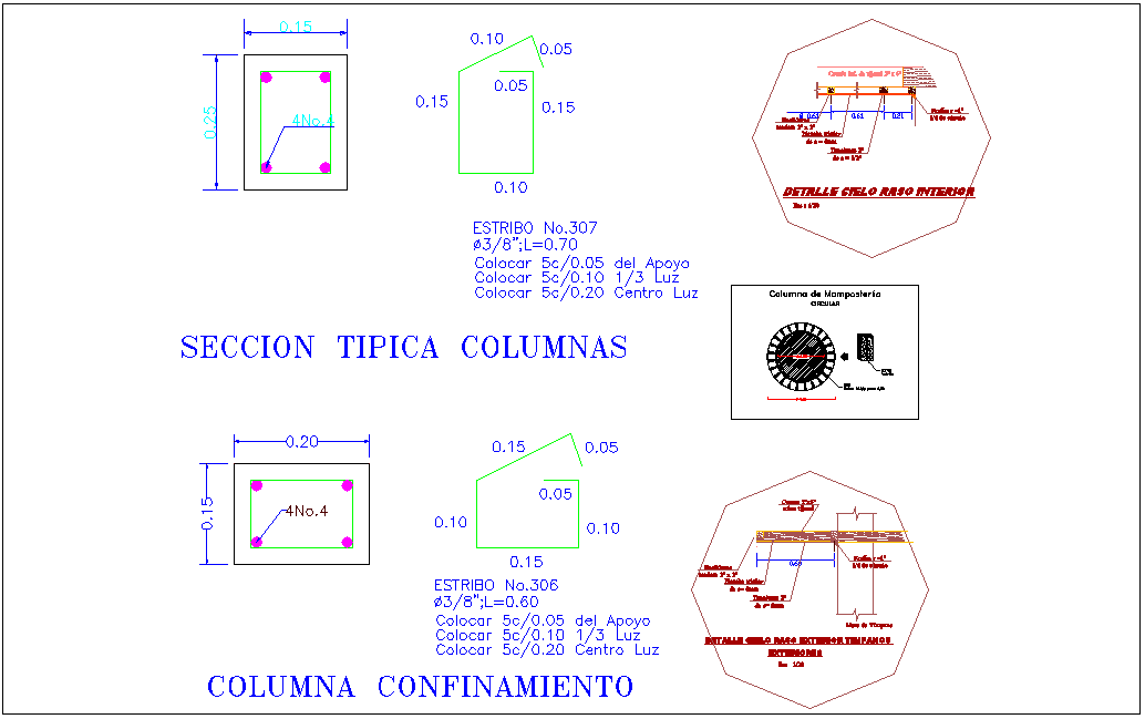 Column design for office area view with structural view dwg file