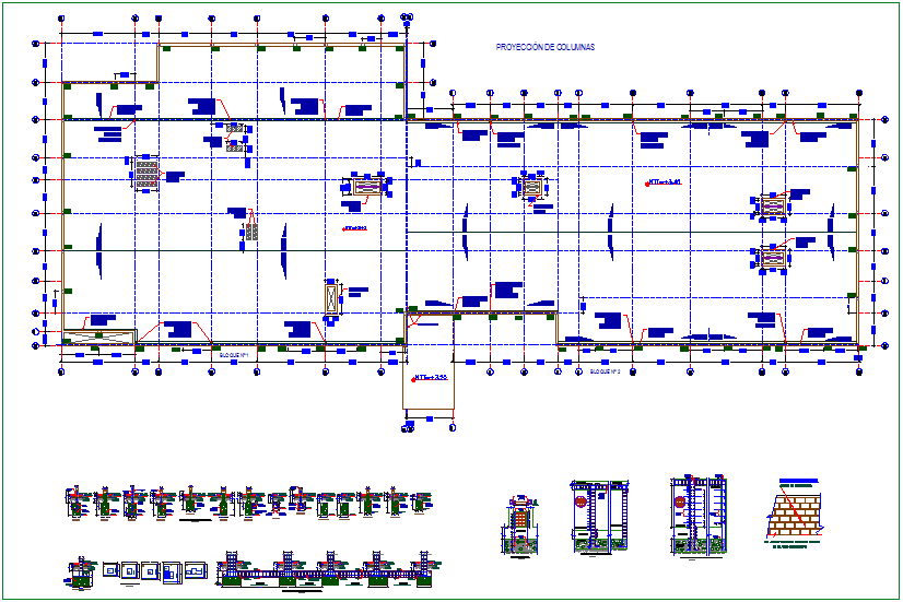 Column detail with view of column in plan dwg file