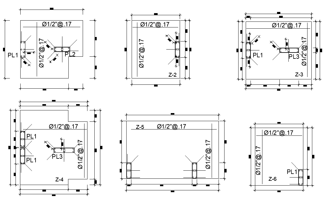 Column plan and section autocad file