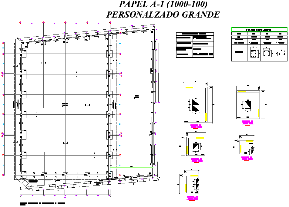 Column plan and section detail dwg file