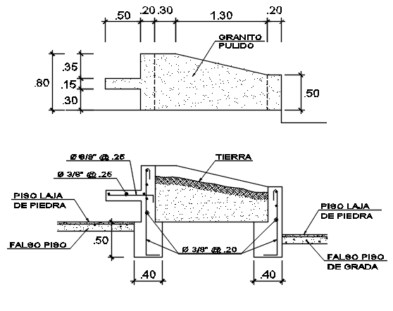 Column plan and section detail dwg file
