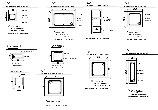 Column section detail dwg file