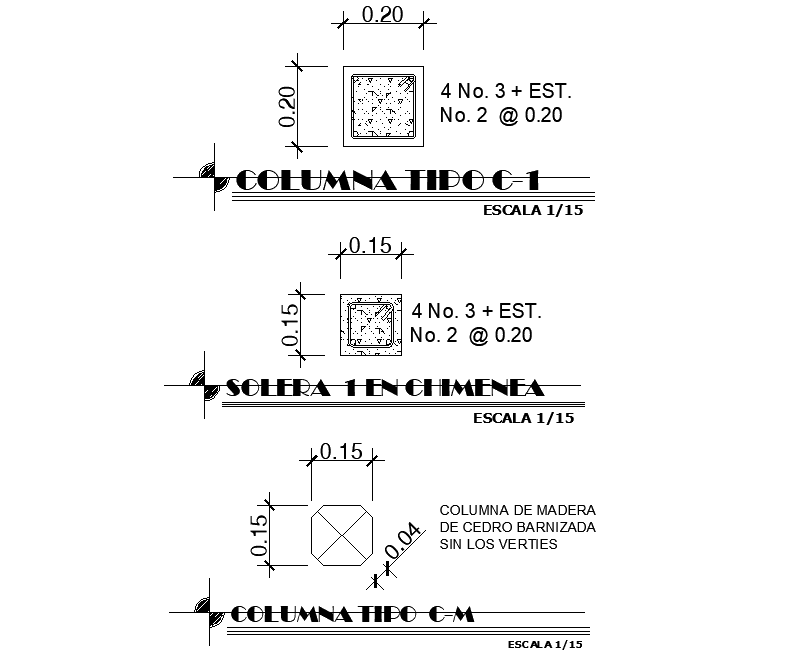 Column section plan dwg file