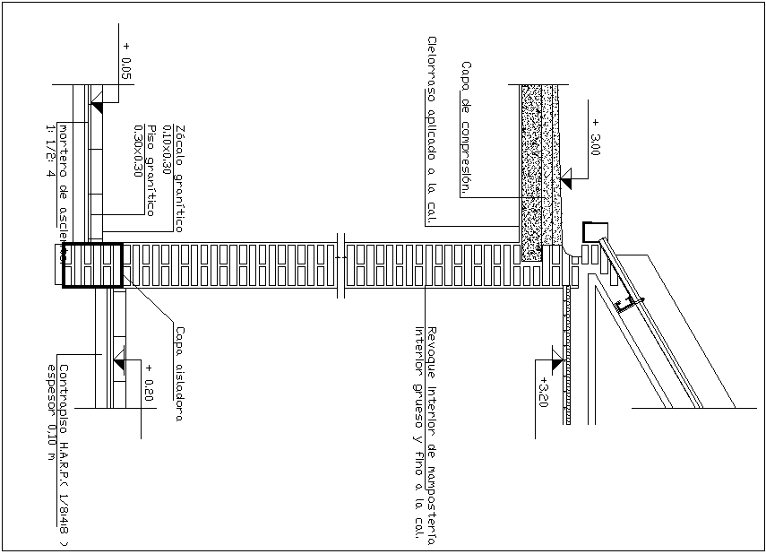 Column slab roof section view detail dwg file