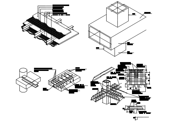Column to beam section plan detail dwg file