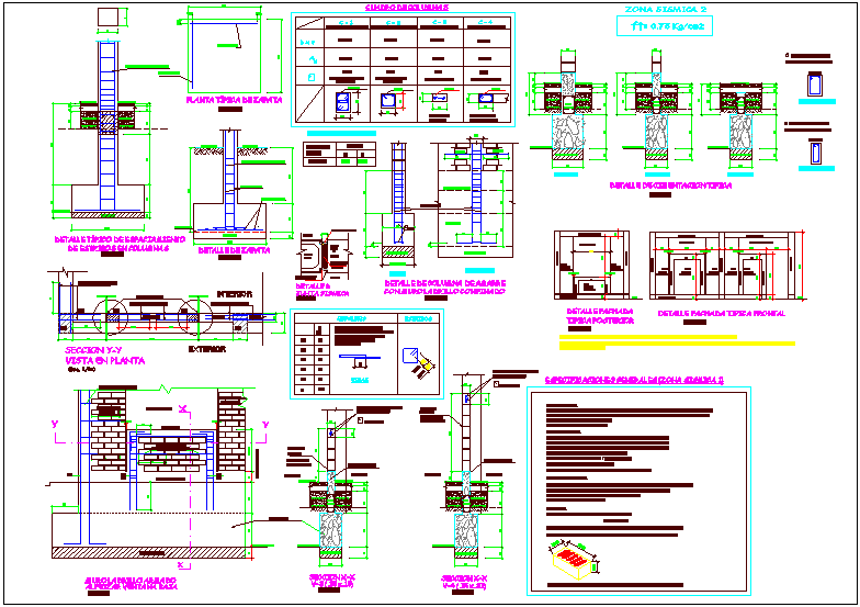 Column view design of structural view with detail view dwg file