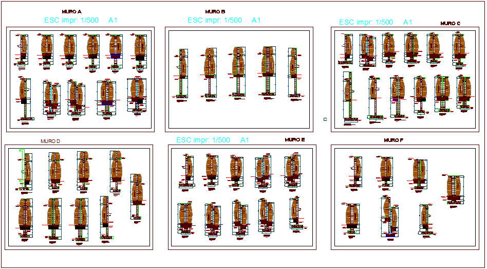 Column view for different types of column structural view dwg file