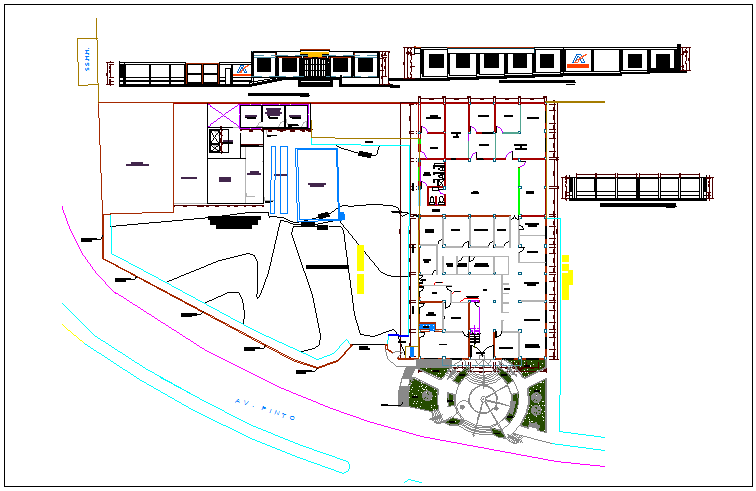 Column view in plan and elevation of municipal building dwg file