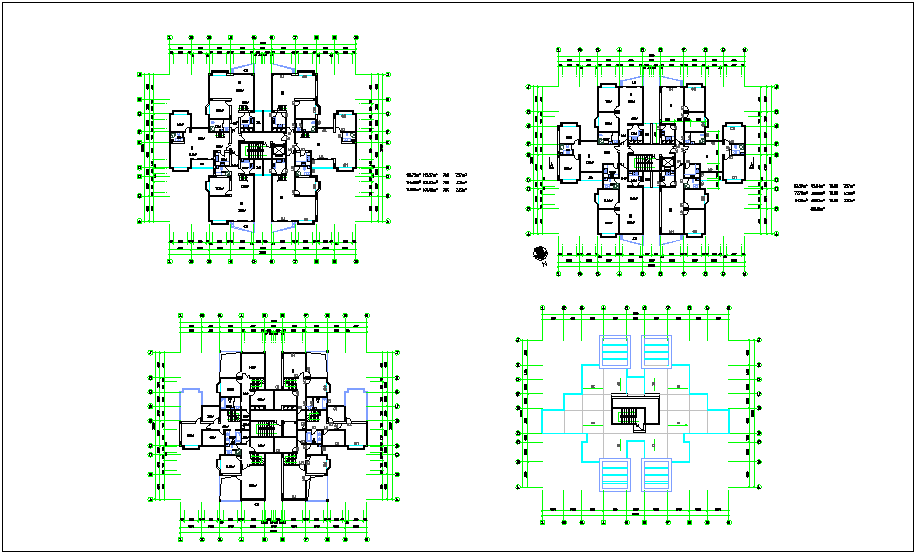 Column view of residence plan dwg file