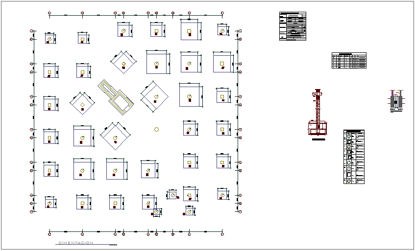 Column view with its detail of municipal building structure dwg file