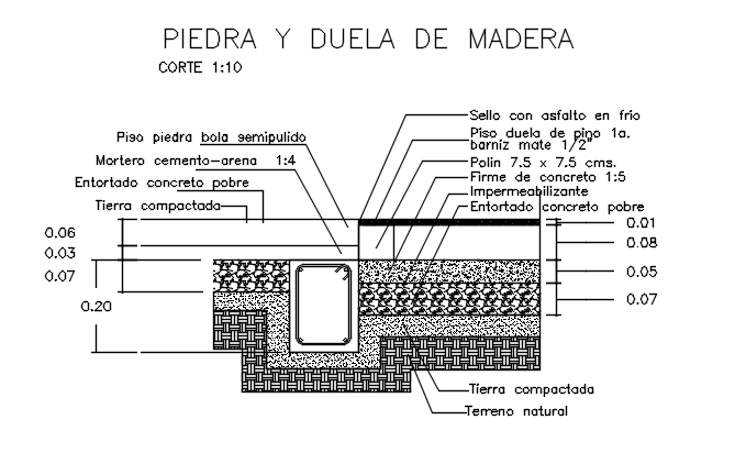 Column with material section detail dwg file